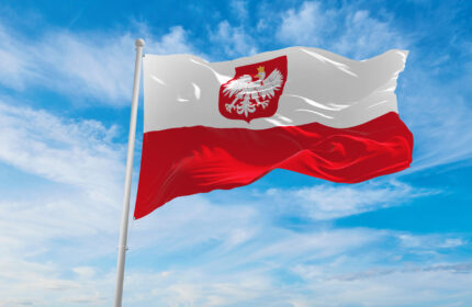 flag of with coat of arms , Poland at cloudy sky background on sunset, panoramic view. Polish travel and patriot concept. copy space for wide banner. 3d illustration SSUCv3H4sIAAAAAAAACpxSy47cIBC8R8o/jDhnJDMYPM6vrHJoAztGi8ECvKvVaP598QO7J5tTbu6qorurXfefP04n0kE0kvw+3ecq18baKaYAyXiX4erXhgftlA4YeQ9MVBjQyiQfDFgMdpBk72DQGXSTtTP8WEgSE6Qp6oim0wsLr7mm5bkEF5OXb2Pvk8fE6J3iGADlO71on1ALwycGVNAwxGSWhXa0M7d/j4n9lJIOe1+0voSkb9nvk4Fyzpe1PhViM5MyRcjWfB0wdQtWoLX5f71cP/7s1m/aydn7/YG2DtpqWI/+skrJ20d2OCwuNhFMynjk6t1LsLOAoU5jMNK4G3rmU79EpDyTfnIpfOLNifV+hM7O13/NPXXBe4gxy1XB8aFzIP2A5jifFgNbV6Lyn5hLyi5tJVhb0YpTdm24IDhpvcl9lnXKgtNoPSg9D92vfWRQ1IIKfmHNfvXvcdw0HGn2ZIqVE5eDew5pEQgkKHktXHtwz9HdBA0/BN9SvGmu10Pzd6A3SVuvChyVRWMUDoaZT0UY1FwKIc+skfW5rjt1hlbBmVNZNxXlimqZY/n4AgAA//8DAEUyC8BiBAAA